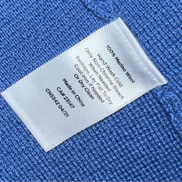 Talbots 100% Merino Wool Blue Nautical Sailor Sweater Blazer, Size MP - Picture 9 of 9